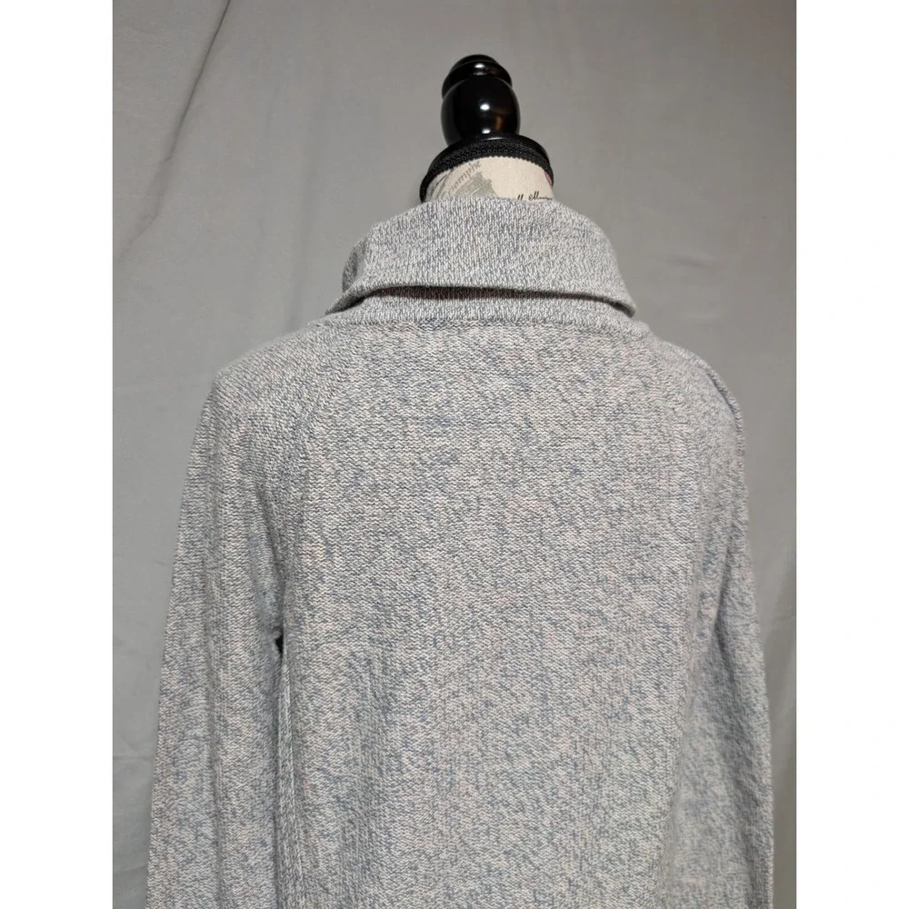 LOFT Gray Pink Marled Knit Cowl Neck Cotton Sweater Minimalist Women's XS